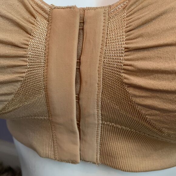 Miracle Bamboo Bra Front Close No Wire Unlined Seamless Bralette Bra Beige L - Picture 3 of 7